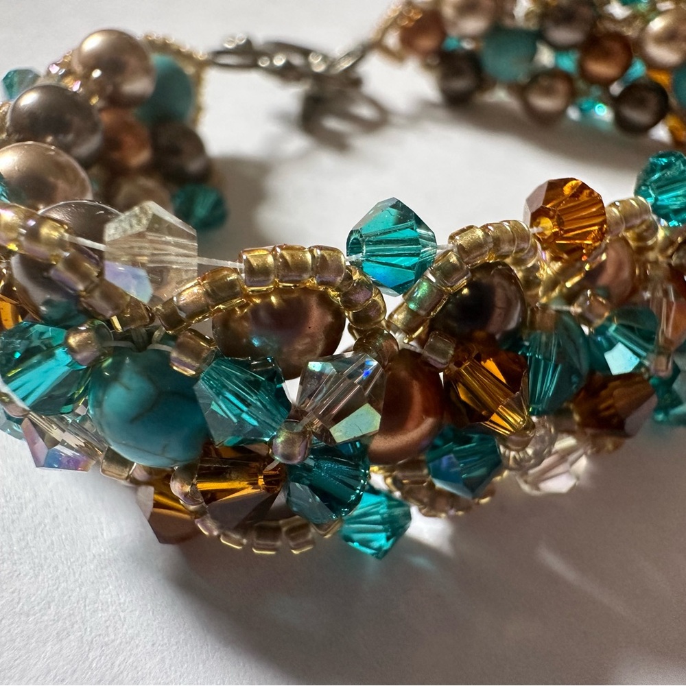 Reversible Statement Bracelet With Teal Stones, S… - image 3